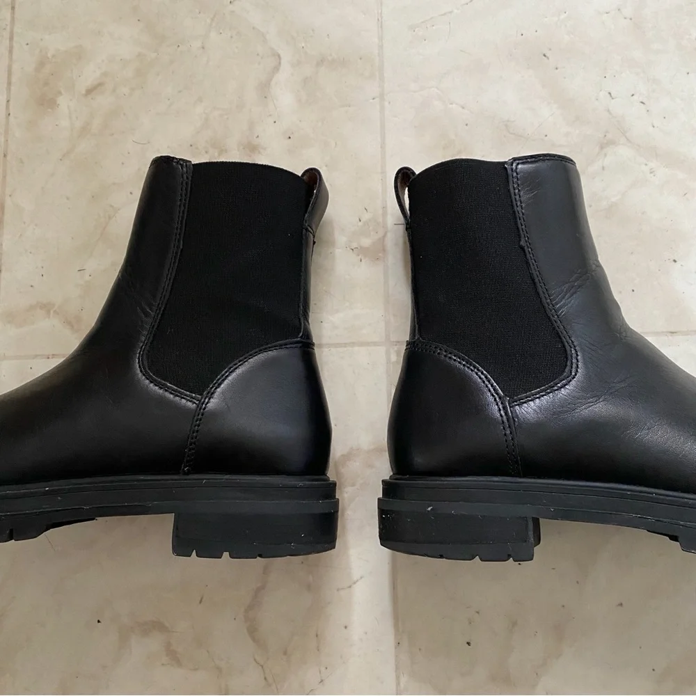 $198 Madewell Bradley Black Leather Chelsea Lugsole Ankle Boots Booties Size 6 - Picture 7 of 15